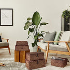 Woanger Set of 4 Wicker Baskets with Lids, Coffee - Image 5