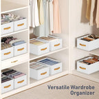 DIMJ Wardrobe Clothes Organizer - Foldable Closet Drawer Organizer Dividers for Jeans, Pants, Sweater, T Shirt, Storage Bins with Handles for Shelf - Image 6
