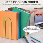 Chunful 12 Pcs Gold Metal BookEnds Shelves, 7.5 x 5.75 x 3.5 in - Image 5