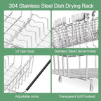 Fanbsy Large Dish Drainer Rack in Sink Adjustable, Expandable 304 Stainless Steel Metal Dish Drying Rack Organizer with Stainless Steel Utensil Holder Over Inside Sink Counter, Rustproof - Image 7