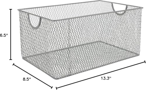YBM HOME Household Wire Mesh Metal Steel Storage Basket Organizer, Open Bin Shelf Organizer for Kitchen, Cabinet, Pantry, Fruit and Vegetables (2-Pack, 13.3x8.5x6.5) 2321s-2 - Image 2