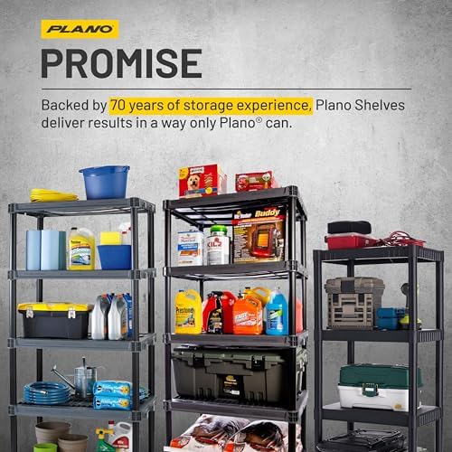 Plano 4-Shelf Plastic Storage Shelves, 48” x 23” x 14”, 200lb Capacity, Pantry, Office, Closet and Garage Shelves, Easy to Assemble, Durable Plastic Shelving Unit - Image 6