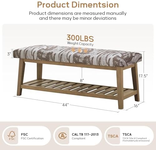 Entryway Shoe Bench, End of Bed Bench,Upholstered Bench (Textured Brown) - Image 2