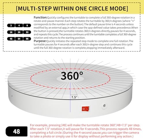 7.9In Remote Motorized Electric Turntable Rotating Display Stand Spinning Rotating Platform 360 Photography Turntable lazy susan base giratoria para for Photography,Display(Load Range:40~100lbs) - Image 5