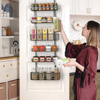 Moforoco 6-Tier Over The Door Pantry Organizer, Pantry Organization and Storage, Black Hanging Basket Wall Spice Rack Seasoning Shelves, Home & Kitchen Laundry Room Bathroom Essentials accessories - Image 6