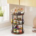 LAMU 12'' Wood Lazy Susan Spice Rack Organizer, 3 Tier Spice Organization for Cabinet, Countertop, Kitchen, Table Top, Pantry, Condiment and Seasoning Rack Organizer - Image 5