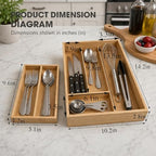 Bamboo 2-Tier Utensil Organizer for Kitchen Drawer Modular Pantry Organizer - Image 3