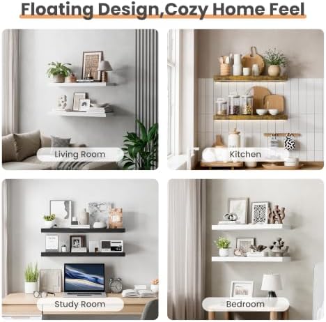 upsimples 23.6" Long Floating Shelves for Wall, Room Decor Set of 2, Black - Image 6