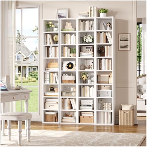 FOTOSOK Bookshelf Bookcase 8-Tier Narrow Bookshelf Tall CD Media Tower Rack - Image 2