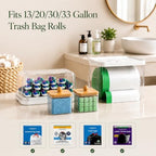 Trash Bag Holder & Dishwasher Pod Dispenser with 2 Bamboo Lid Storage Containers, Clear Acrylic Under Sink Organizer for Garbage Bags, Laundry Detergent Pods & Tabs, Kitchen Pantry Laundry Room - Image 6