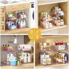 Delamu 2-Tier Under Sink Organizers and Storage, Multi-Purpose Stackable Bathroom Cabinet organizers, Pull Out Kitchen Pantry Organization and Storage with Dividers(2 Pack, Pink) - Image 4