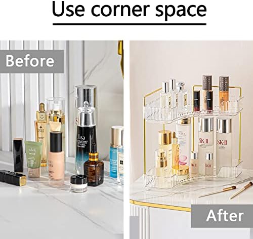shuang qing 2-Tier Corner Bathroom Counter Organizer – Classic Storage Shelf for Makeup, Perfume & Toiletries, Space-Saving Countertop Tray Fits Bathroom, Dresser, Kitchen (Classic White) - Image 5
