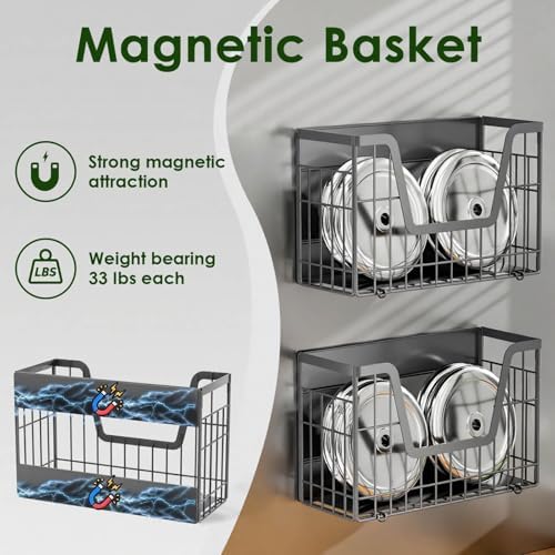 Grey Magnetic Shelf for Fridge, 2-Pack Potato and Onion Storage Bin - Image 2