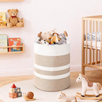 Large Laundry Basket, Laundry Hamper with Leather Handles, 75L Woven Dirty Clothes Hamper, Rope Hampers for Bedroom, Barthroom, Brown - Image 6