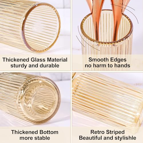 DASITON Makeup Brush Holder Organizer, Crystal Glass Makeup Brushes Storage Holder, Vintage Make Up Brush Cup for Vanity, Pen Pencil Holder for Desk, Toothbrush Holders for Bathroom (Coffee SL) - Image 6