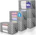 90L Large Storage Bags, 6 Pack Clothes Storage Bins Closet Organizers by BuddingJoy-BuildaJoyfulLifeforYou
