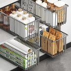 Pull Out Cabinet Organizers 2 Pack, Black Metal Storage Basket - Image 6
