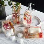 Locco Decor 4 Piece Acrylic Liquid 4D Floating Motion Bathroom Vanity Accessory Set Garden Botanic Pink Plants Toothbrush Holder, Tumbler, Soap Dispenser, Soap Dish - Image 3