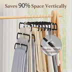 Velvet Felt Pants Hangers 30 Pack, with Cascading Hooks (Black) - Image 4