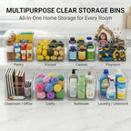 MOONEDGE 6-Pack 12x12x7 Extra Large Clear Plastic Storage Bins with Handles - Image 2