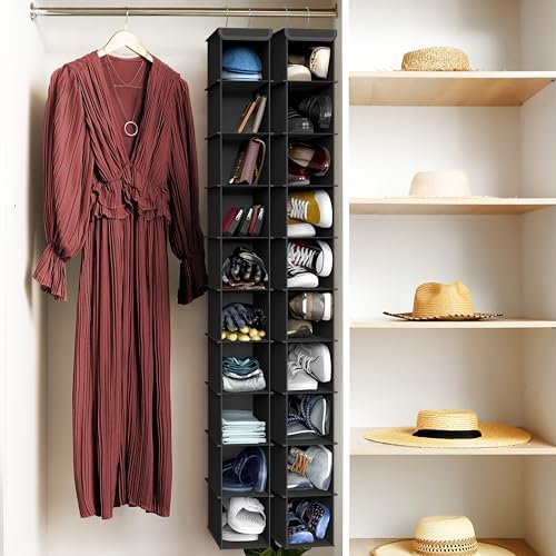 Simple Houseware 2 Pack 10 Shelves Hanging Shoe Organizer, Black - Image 7