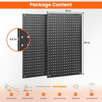 ENJOYWOOD Pegboard, 2 PCS 24"×16" Metal Peg Board Panels Black Modular Wall Organizer Kit with 30 Hooks, Dual-Size Hole Design for Home Tool Storage, Garage Organization, Kitchen, Office, Craft Room - Image 2