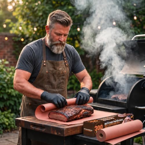 17 in x 300 ft Butcher Paper Roll, Pink Butcher Paper for Smoking Brisket BBQ Meat, 75 GSM Heavy Duty Food Grade Butcher Paper, Heat Resistant to 400°F, Wrapping Paper with Dispenser Box - Image 5