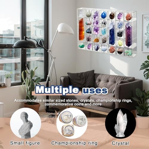 Cinnvoice Rock Display Case 35 Grids,Transparent Border, Square - Image 6