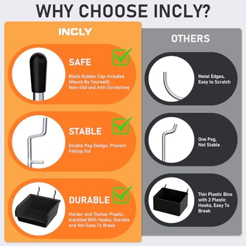INCLY 280PCS Upgraded Pegboard Hooks Assortment with Bins & Cups - Image 2