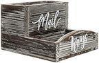 MyGift Rustic Torched Wood Mail Holder and Key Organizer Entryway Storage Tray with Cursive Mail and Keys Word Design, Office, Dorm, Classroom Desktop Organizing Bin - Image 6