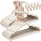 Kids Hangers, Childrens Hangers with 10 Clips, 14'', Beige, 50 Pack by POPUBB