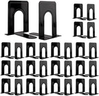 30 Pcs Metal Book Ends for Shelves, Heavy Duty Bookends for Office Home Kitchen Decorative, Nonskid Book Ends to Hold Heavy Books Black 6.5 x 5 x 5.7 in, 15 Pairs by Aellabus