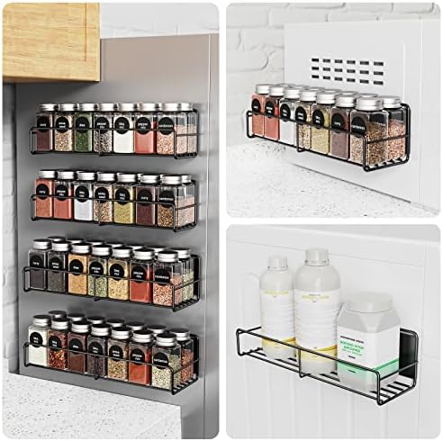 Mystozer 4 Pack Magnetic Spice Rack for Refrigerator, Magnetic Shelf Fridge Organizer for Kitchen Storage, Black - Image 4