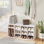 Aenuert 11-Cubby Shoe Rack, 3-Tier Wood Shoe Organizer, Multifunctional Shoe Organizer Bench for Entryway, Mudroom, Hallway, Closet,36.22 * 11.81 * 17.72 Inch,White - Image 3