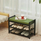 PETKABOO Shoe Rack Bench with Storage 27.6 in, Black Shoe Storage Bench with Cushion for Entryway, Hallway, Bedroom, Living Room - Image 2