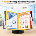 10‑Pocket Desktop Reference Display Organizer, 360° Rotatable Base - Image 4