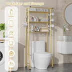 Simple Trending 3 Tier Over The Toilet Rack, Shelf Bathroom, Bathroom Stand Organizer Space Saver, Gold - Image 5