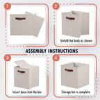 Ornavo Home 11x11 Foldable Fabric Storage Cube Bins, 6 Pack, Beige - Image 7