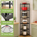 6-Tier Kitchen Corner Pot Rack, Floor Standing Corner Shelf - Image 6
