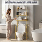 3-Tier Over The Toilet Storage, Freestanding Metal Bathroom Shelves, Space Saver Above The Over Toilet Storage Shelf for Bathroom (Gold) - Image 3