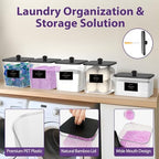 COAZEX 4+1 Pack Clear Laundry Pods Container & Dryer Sheet Holder Black Lid - Image 4