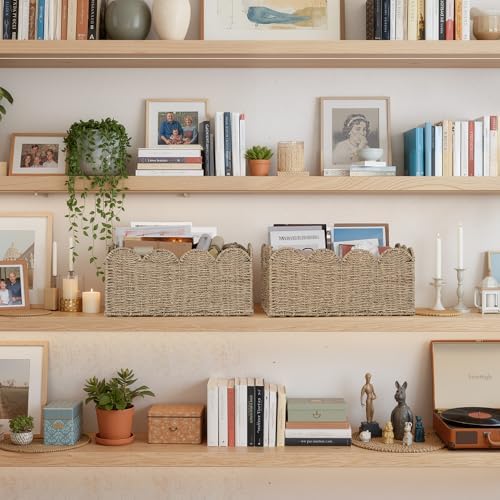 StorageWorks Scalloped Seagrass Baskets, Large Scalloped Basket for Nursery - Image 7