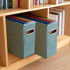 6 Pack Letter Size File Storage Box Collapsible，Fabric Hanging File Folders Organizer, Portable Office Document Holder with Metal Handle, Smooth PVC Rails, Green - Image 7