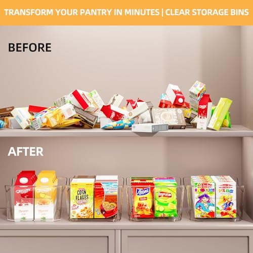 12 Pack Clear Plastic Storage Bins, Pantry Organizers and Storage, Multi-Use Clear Pantry Organizer Bins Storage Containers with Handles for Kitchen, Bathroom, Freezer, Cabinet, Office - Image 7