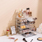 Sorbus Makeup Organizer, 6-Drawer Acrylic 2-Piece Set (Clear) - Image 5