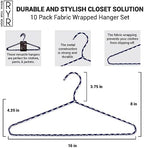 Clothes Hangers 30 Pack Stylish Fabric Wrapped Metal, Space Saving Coat, Velvet, Pant Hangers for Closet Organization, Durable Non-Slip, Navy/White Wardrobe Essentials Bulk Storage - Image 3