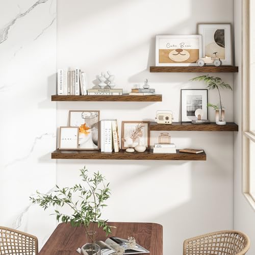 RICHFOCUS Long Floating Shelves for Wall 2Pack|Rustic Brown|40" Lx8 D - Image 2