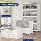 120Gal Extra Large Foldable Storage Organizer with Lid, 480QT Stackable Plastic Storage Bins with Clear Magnetic Doors & Wheels, for Bedroom Garage Closet Kitchen Dorm Home (3‑Pack) - Image 5