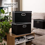 PRANDOM Extra Large Collapsible Storage Bins with Lids [5-Pack] Linen Fabric Foldable Storage Baskets Boxes Organizer Containers Cube with Cover for Bedroom Closet Office Nursery (22.8x15.75x13.8) - Image 2