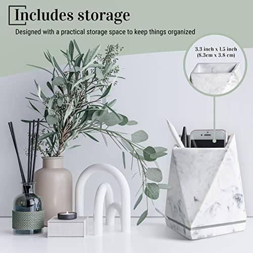 Marble Style Bookends - Decorative, Heavy Duty Book Holder for Shelves, Non Skid, Unique Design (White) - Image 4